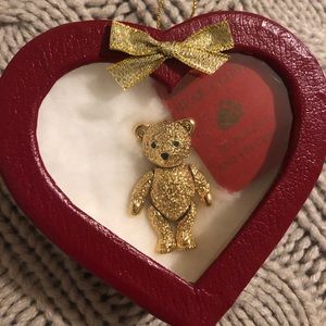Signed VINTAGE jointed teddy bear brooch OR pendant by BATAYA!